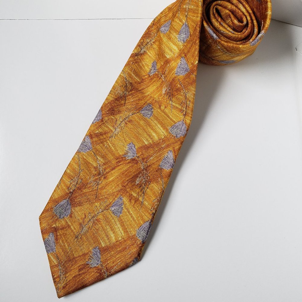 Men's Ermenegildo Zegna Burnt Gold Patterned Silk Tie